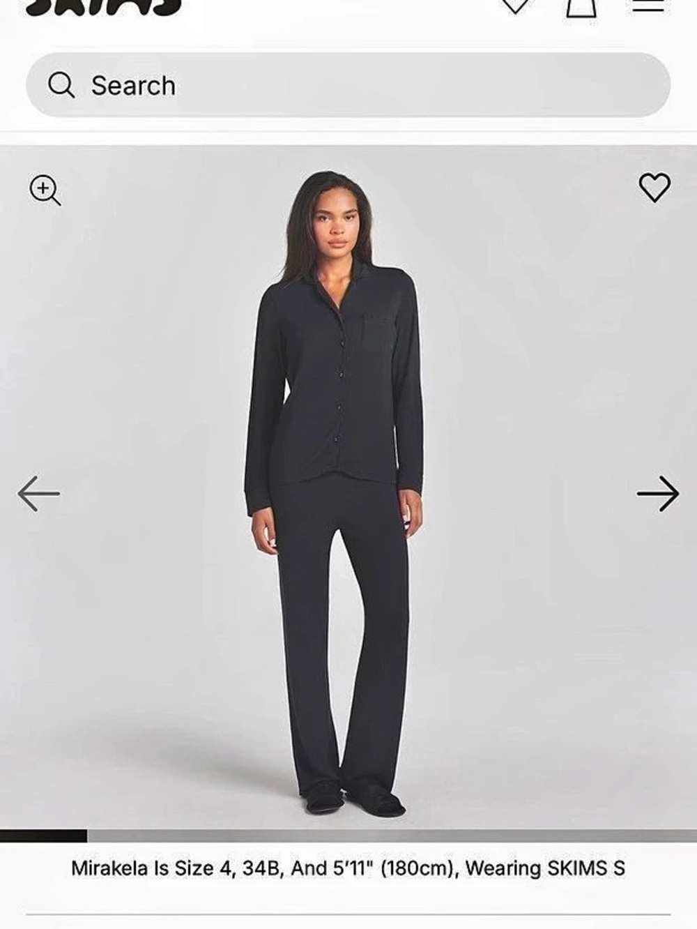 SKIMS Long Sleeve Button Up Set Black